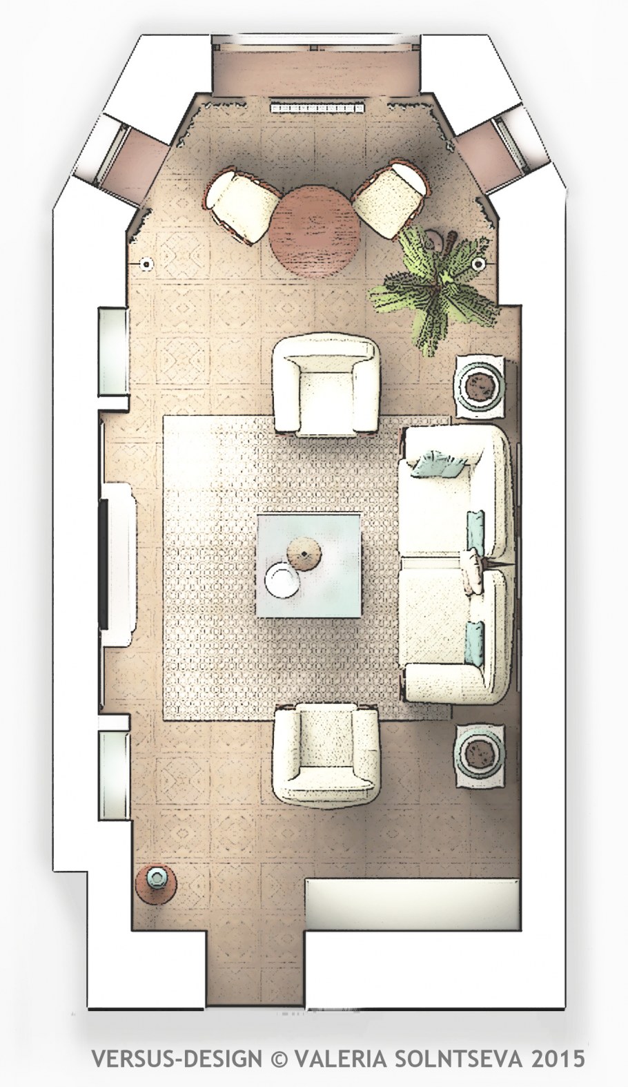 Просторная гостиная в квартире