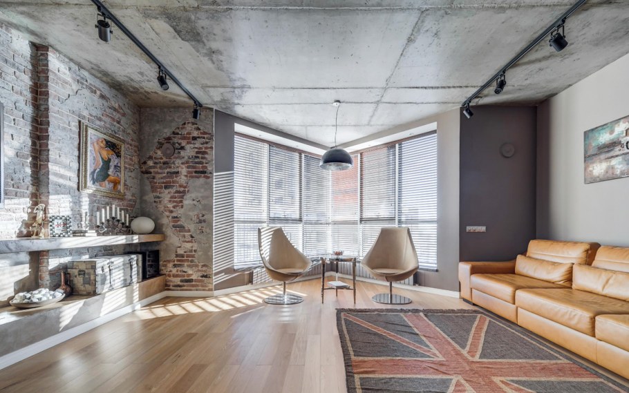 Бетонный потолок лофт