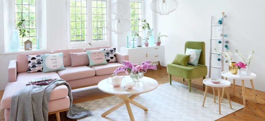 Весенний интерьер в пастельных цветах