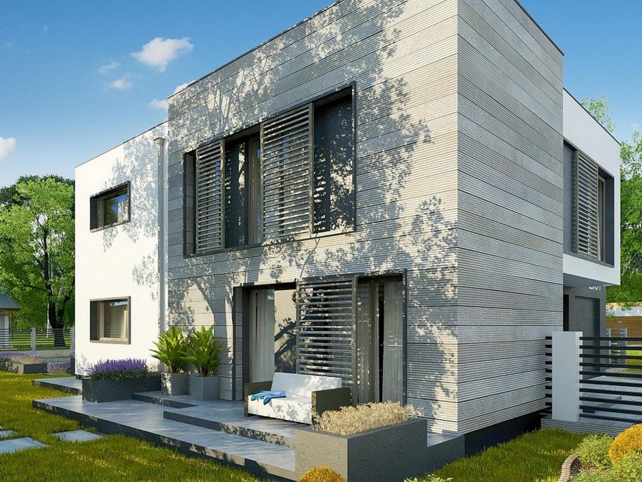 Кирпичный дом с плоской крышей