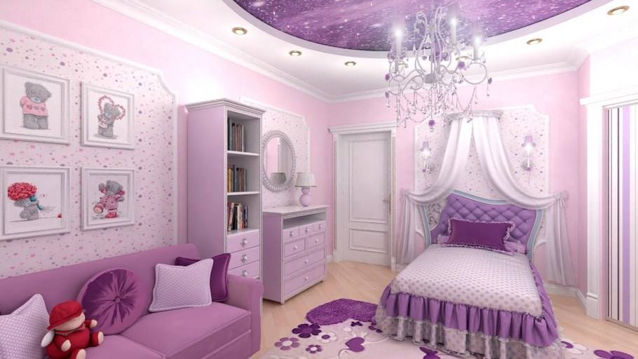 Комната для девочки в сиреневых тонах