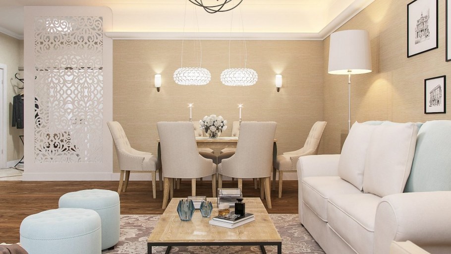 Новогодний интерьер бело Золотая гамма