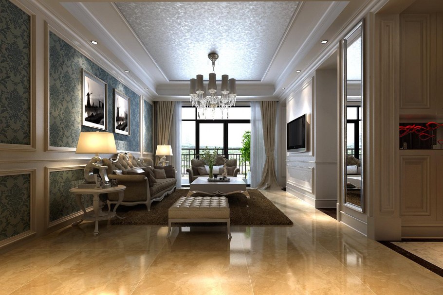 Мраморный пол в классическом интерьере