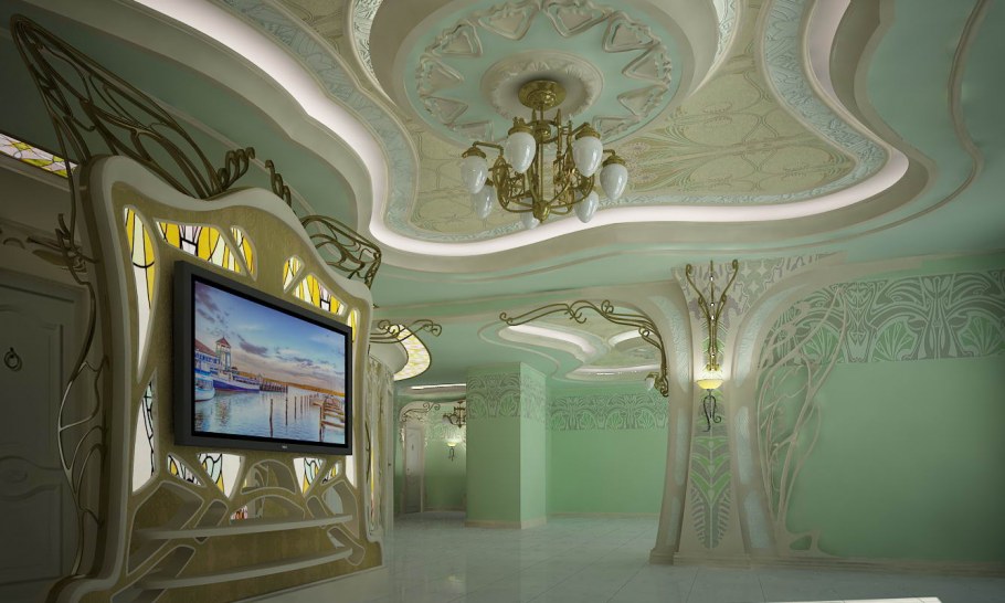 Лепнина на потолке арт деко