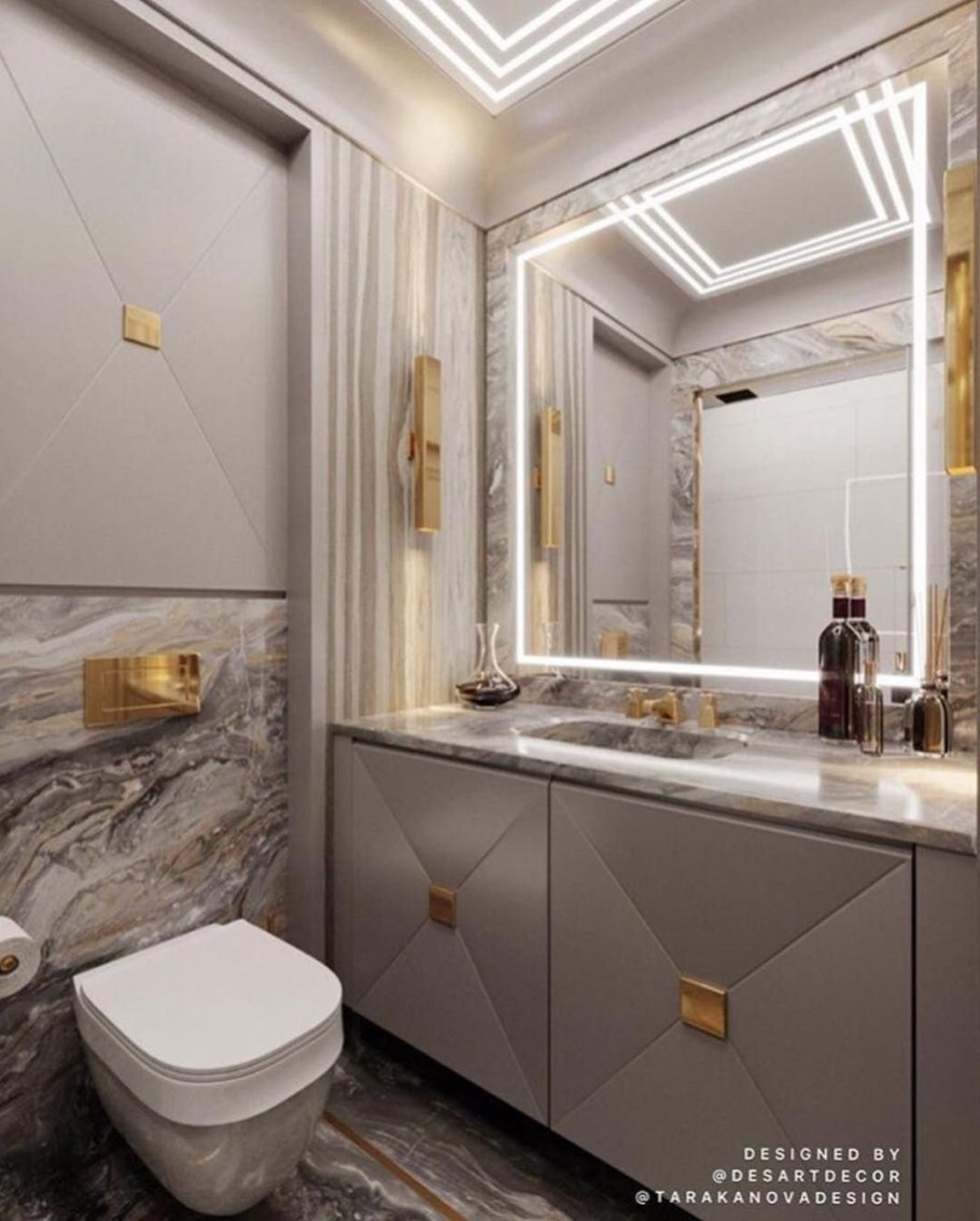 Зеркальный фасады в ванной