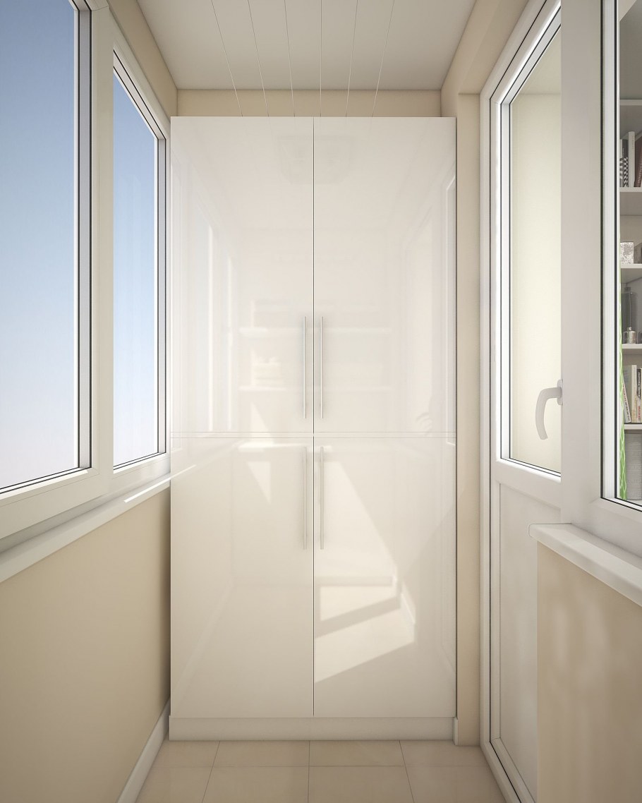 Шкаф на балкон с панорамным остеклением