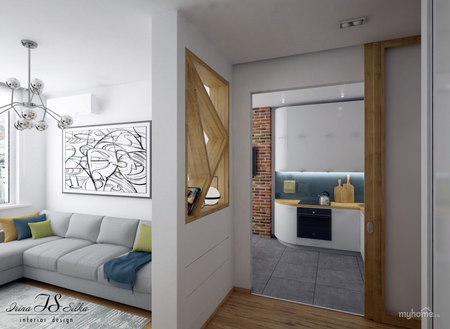 Планировка двухкомнатной студии 37 кв.м