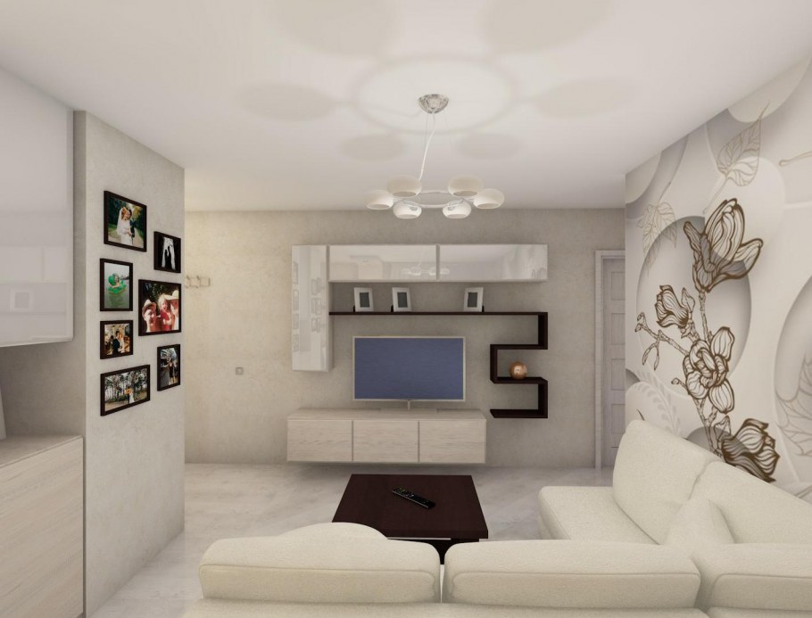 Интерьер для однокомнатной квартиры для семьи из 3х человек