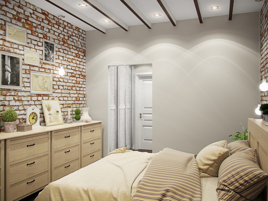 Спальня лофт 10 кв м