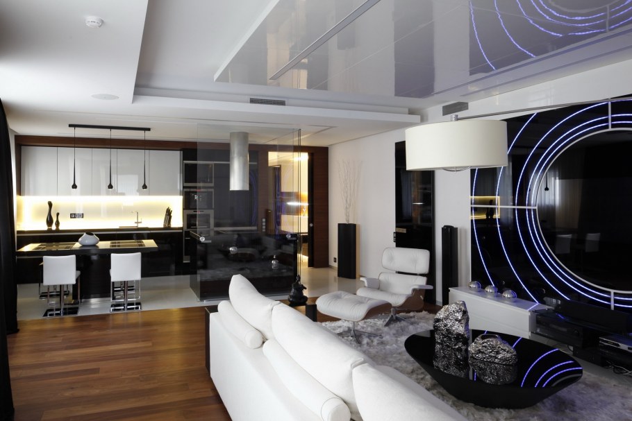 Кухня-гостиная в футуристическом стиле