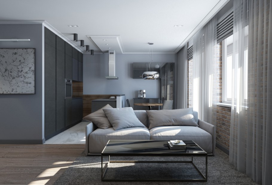 Интерьер лофт в 2х комнатной квартире