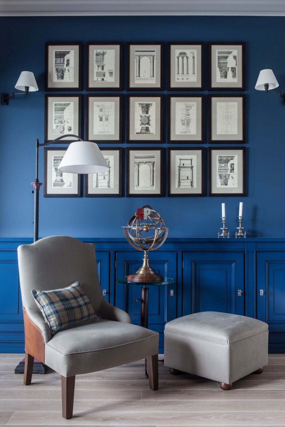 Синие стены в интерьере
