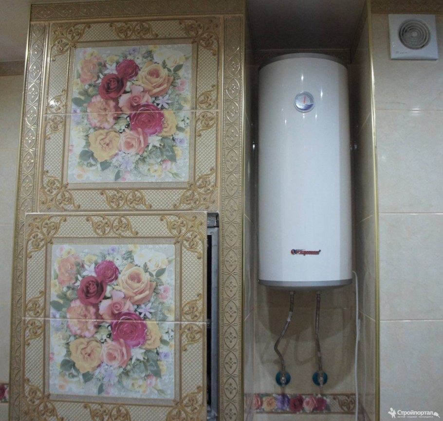 Проточный водонагреватель в маленькой ванной