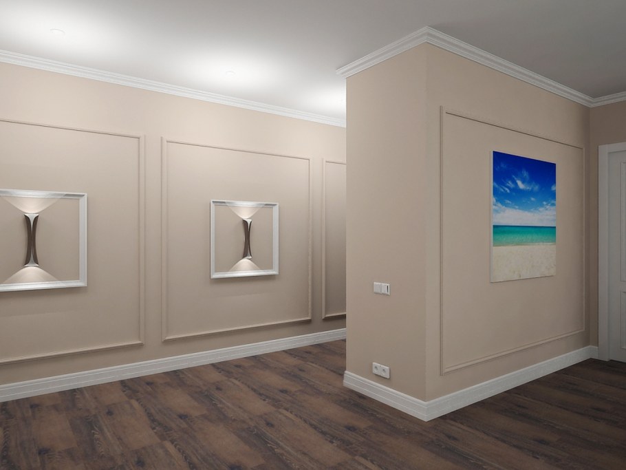 Молдинги на стенах в гостиной