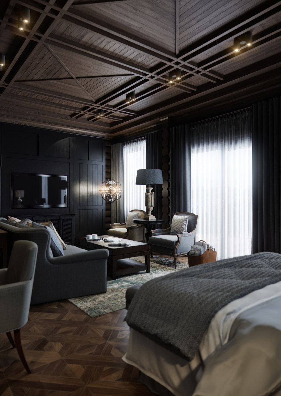 Комната с черными стенами