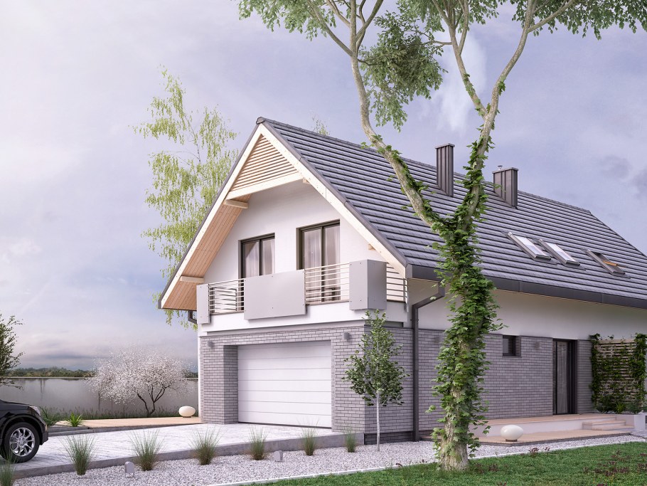 Узкий дом с гаражом