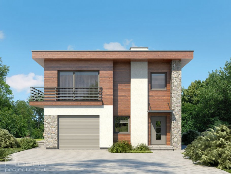 Узкий дом с гаражом