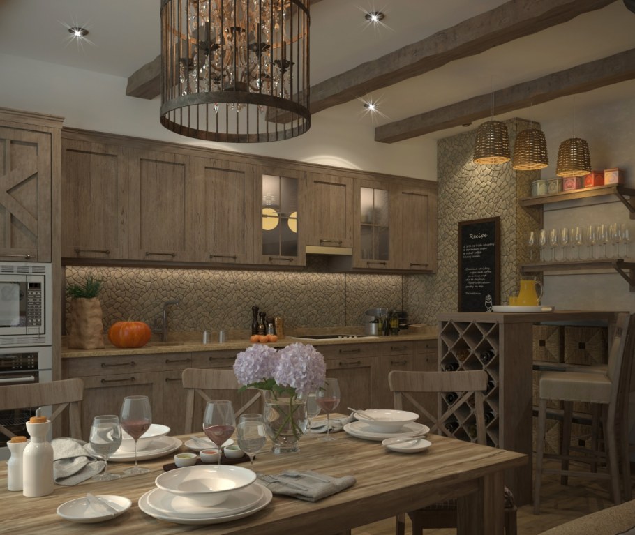 Кухня 9 кв м в стиле Прованс Кантри