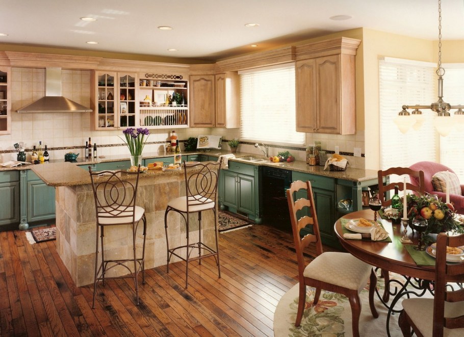 Zelyonie кухни стиль Кантри