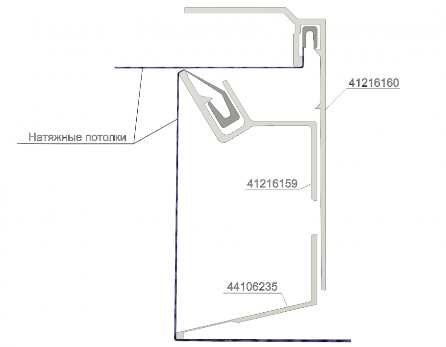 Чертеж сечение двухуровневого потолка