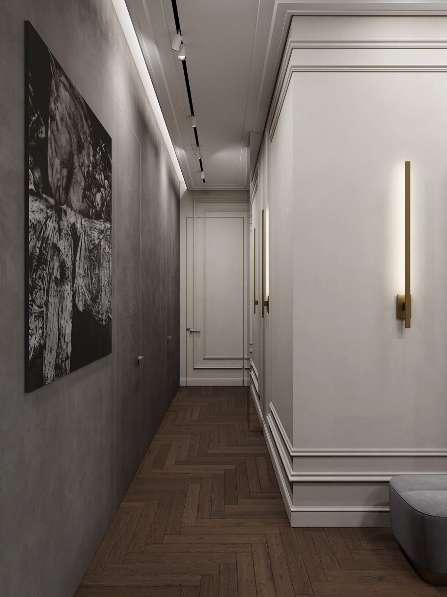 Молдинги в интерьере прихожей