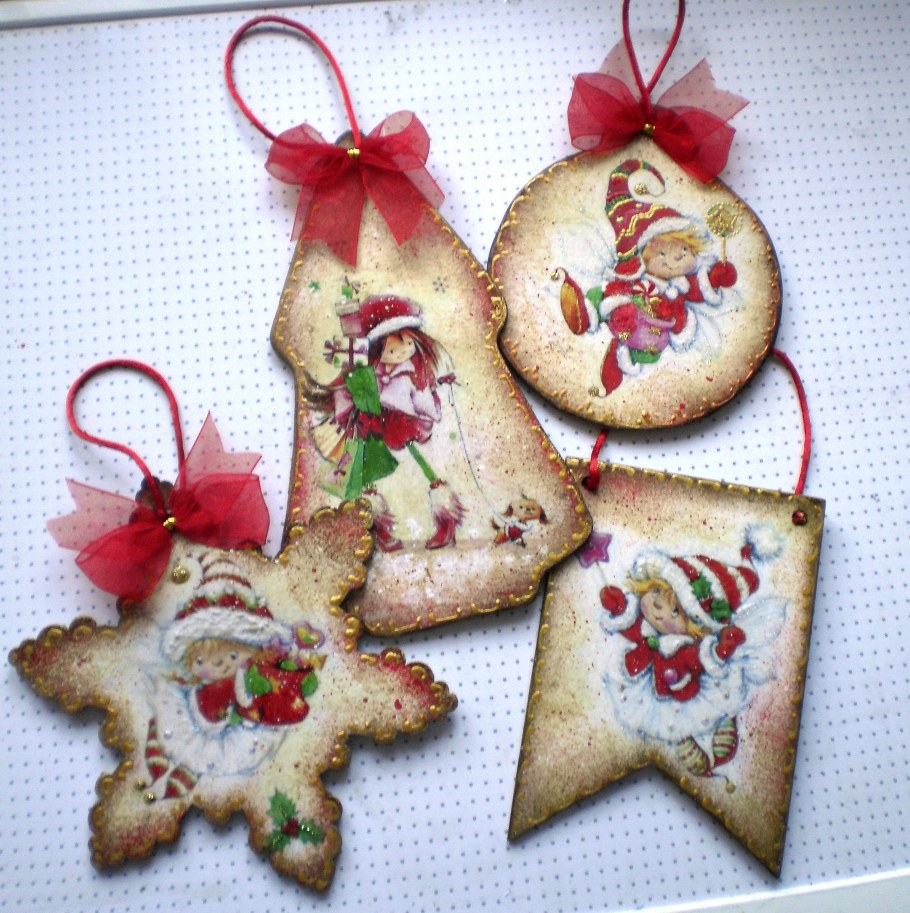 Новогодние игрушки декупаж