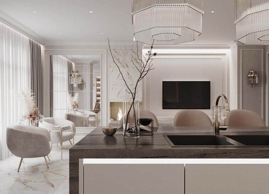 Контемпорари интерьер гостиная