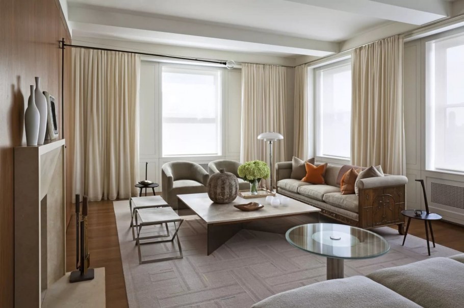 Гостиная в цвете кофе с молоком