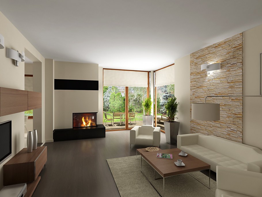 Гостиная в цвете кофе с молоком