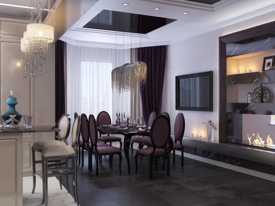 Кухня-гостиная в стиле арт деко