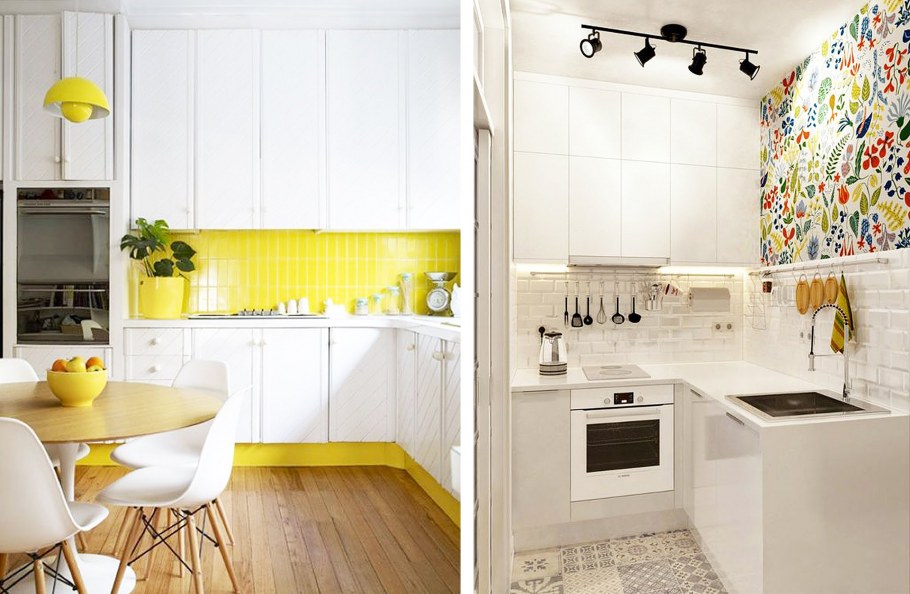Желтая кухня в скандинавском стиле