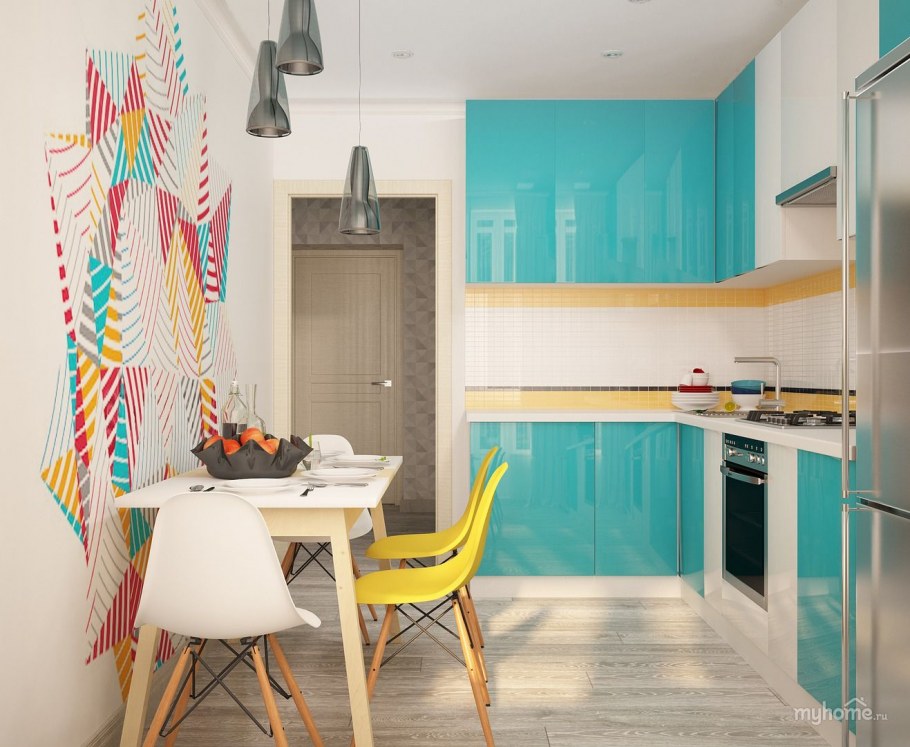Яркая стена на кухне