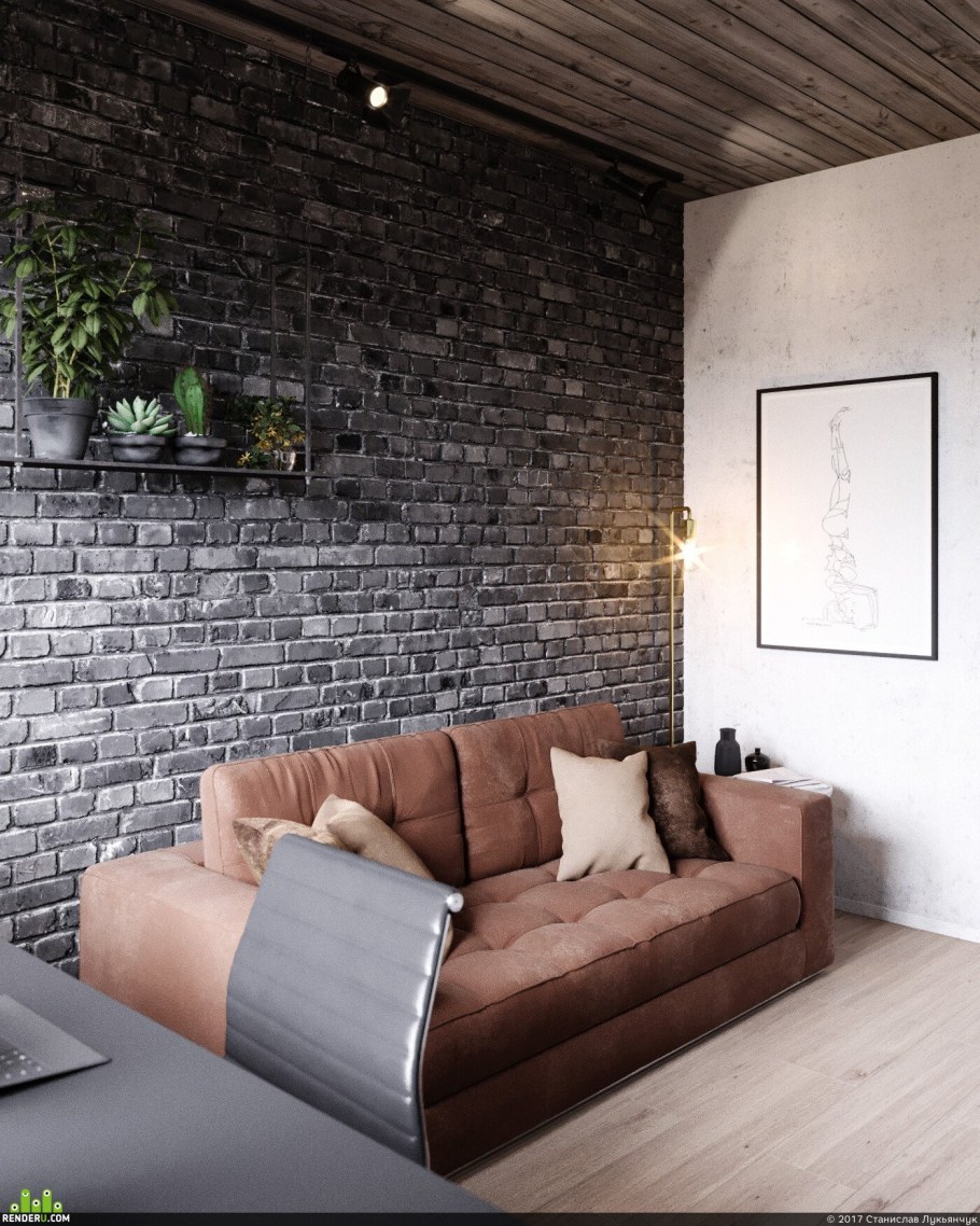 Цвет кирпича в интерьере