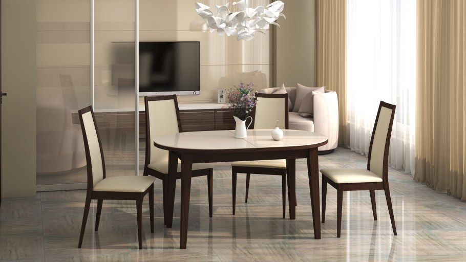 Стол Alison 140 +45 x90 венге капучино