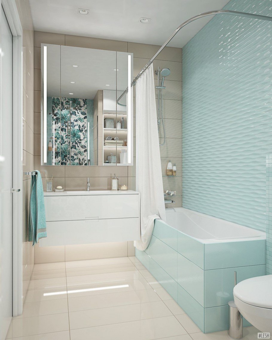 Ванная в пастельных тонах