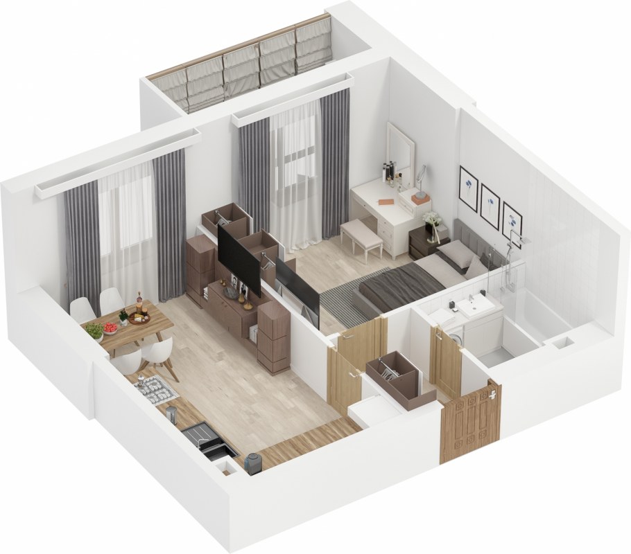 Перепланировка однокомнатной квартиры в двухкомнатную 40 кв.м