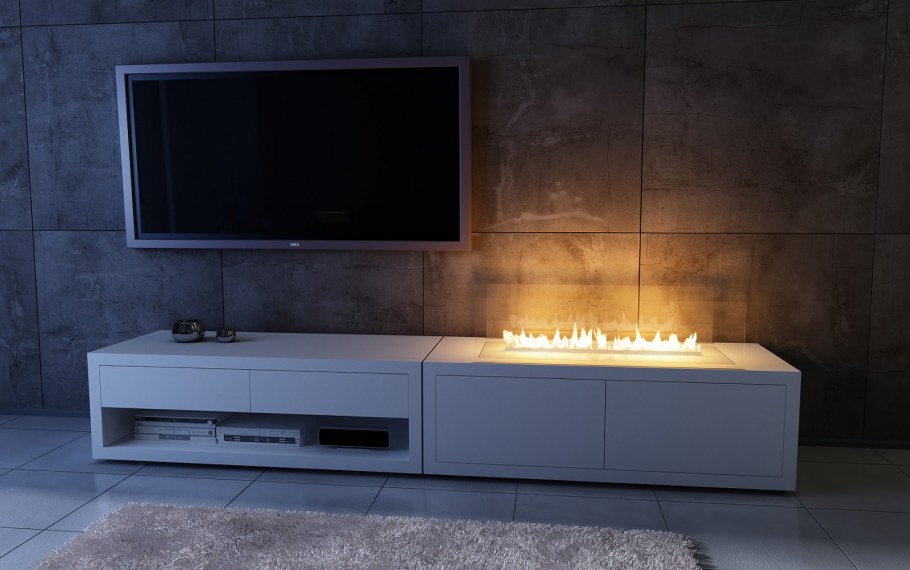 Биокамин в тумбе для ТВ