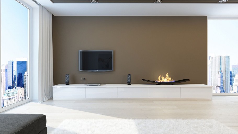 Биокамин встроенный в мебель