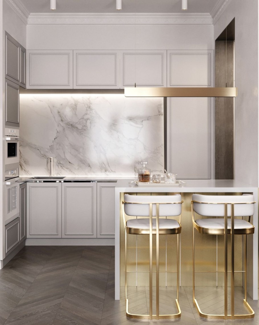 Золотая кухня в интерьере