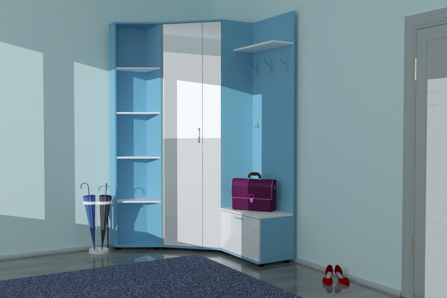 Бело голубая прихожая