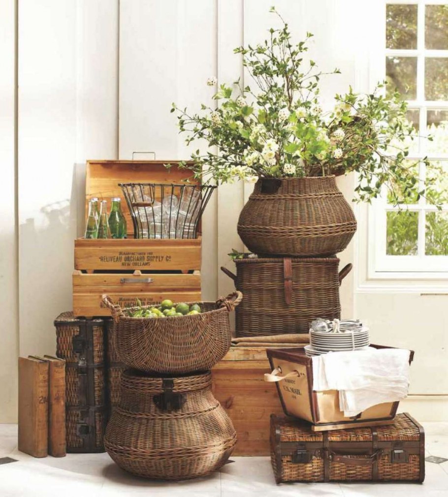 Плетеные корзины в интерьере