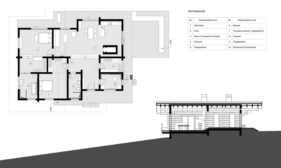 Небольшой угловой дом с мансардой