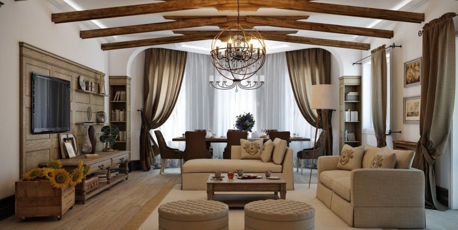 Интерьер гостиной в частном доме