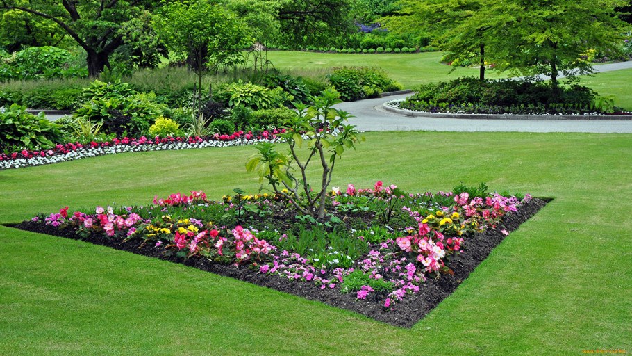 Круглые цветочные клумбы