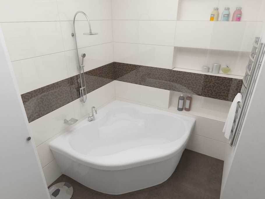 Совмещённый санузел с угловой ванной