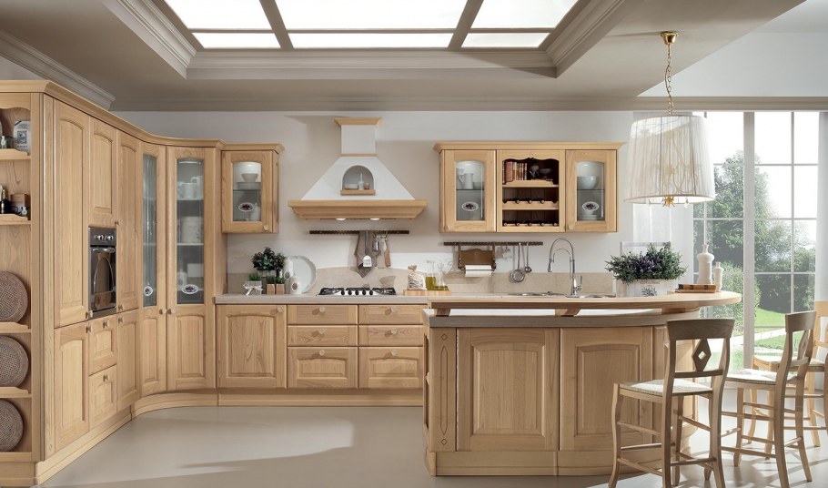 Современные кухни из массива дерева