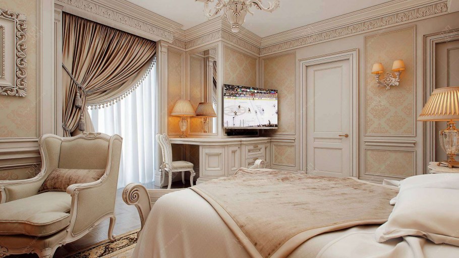 Шторы в спальню современная классика