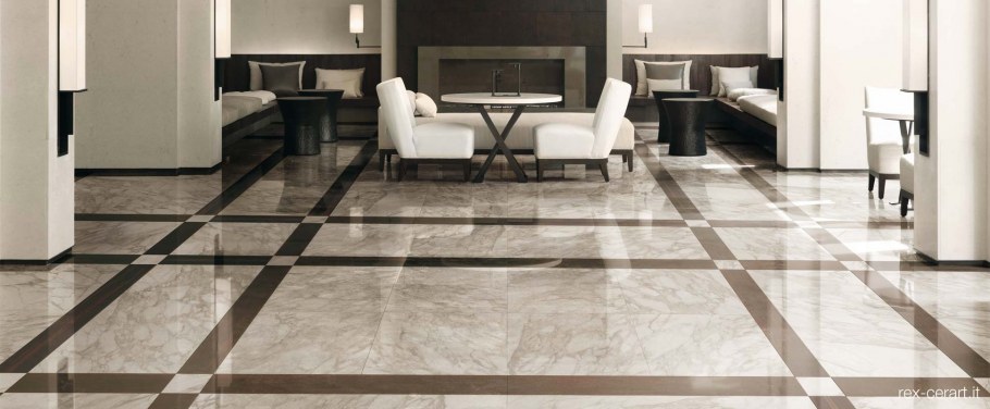 Белый керамогранит на пол со вставками