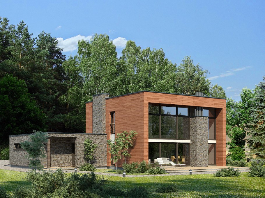 Дом с плоской кровлей одноэтажный 50кв