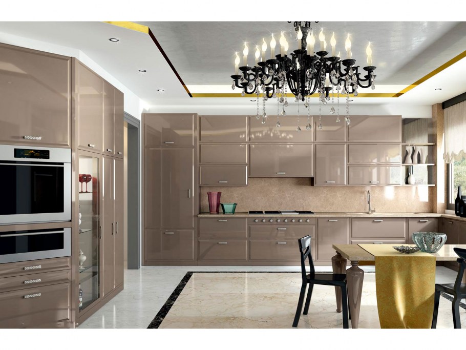 Кухня арт деко с встроенной техникой